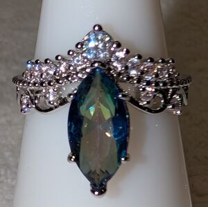 *BP #3955 Happy Days Yellow Rainbow Topaz Rhodium Size 6 Ring BRAND NEW